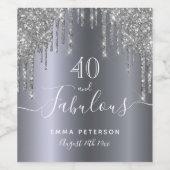 Aangepast 40 prachtige verjaardagsglitter zilversp wijn etiket (Enkel label)