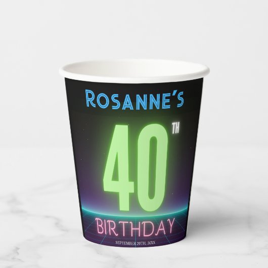 Aangepast 40e aangroeiend neonteken voor thuisdag papieren bekers (Achterkant)