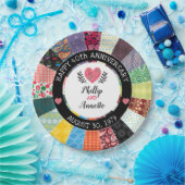 Aangepast 40e Jubileum, patchwork-kwilt Papieren Bordje (Feest)