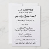 Aangepast 40e URPRISE Birthday Party-uitnodiging Kaart (Achterkant)