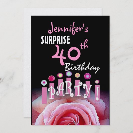 Aangepast 40e URPRISE Birthday Party-uitnodiging Kaart (Voorkant / Achterkant)