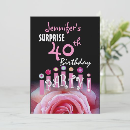 Aangepast 40e URPRISE Birthday Party-uitnodiging Kaart (Staand voorkant)