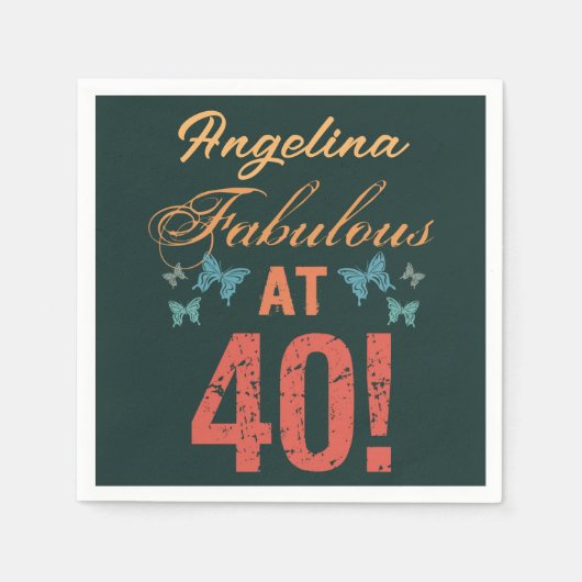 Aangepast 40e verjaardag Fabulous Servet (Voorkant)