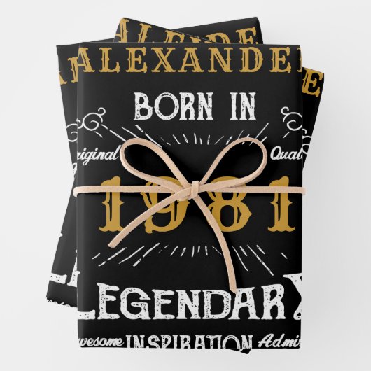 Aangepast 40e verjaardag, geboren in 1981 zwart inpakpapier vel (In situ)