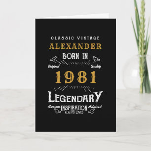 Aangepast 40e verjaardag, geboren in 1981  zwart kaart