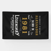 Aangepast 40e verjaardag, geboren in 1981  zwart spandoek (Horizontaal)