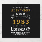 Aangepast 40e verjaardag, geboren in 1983 zwart bier etiket (Enkel label)