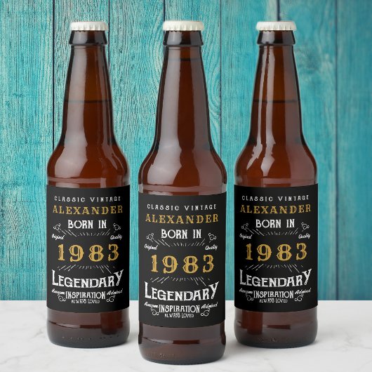 Aangepast 40e verjaardag, geboren in 1983 zwart bier etiket