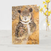 Aangepast 40e verjaardag, Owl Wilde & Crazy Kaart (Gele Bloem)