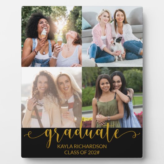 Aangepast 4 Collage Gold voor fotoraster Afstudere Fotoplaat (Voorkant)