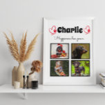 Aangepast 4 collage van fotohonden fotoplaat<br><div class="desc">Viel je beste vriend met een aangepast fotocollage tabletop plaque. Als je zoveel leuke herinneringen en foto's hebt, is één foto niet genoeg. Dit poster heeft 4 foto's, een citaat, en u kunt de naam van uw huisdier personaliseren. U kunt de kleur van de paginafdruk ook veranderen. Om aan te...</div>
