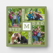 Aangepast 4 Foto Collage Best Stepdad Ever Green Fotoplaat (Voorkant)