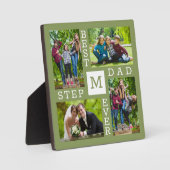 Aangepast 4 Foto Collage Best Stepdad Ever Green Fotoplaat (Voorkant)