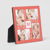 Aangepast 4 Foto collage Beste mama ooit koraal &  Fotoplaat (Voorkant)