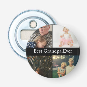 Aangepast 4 Foto collage Beste opa ooit Button Flesopener