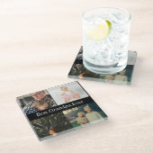 Aangepast 4 Foto collage Beste opa ooit Glazen Onderzetter (Schuin)