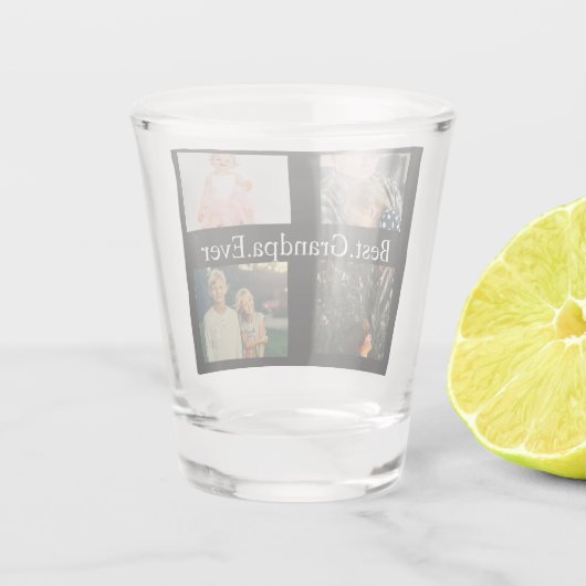 Aangepast 4 Foto collage Beste opa ooit Shot Glas (Achterkant)