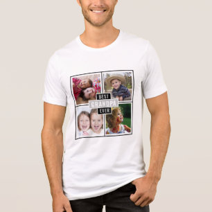 Aangepast 4 Foto collage Beste opa ooit Tri-Blend Shirt
