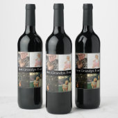 Aangepast 4 Foto collage Beste opa ooit Wijn Etiket (Flessen)