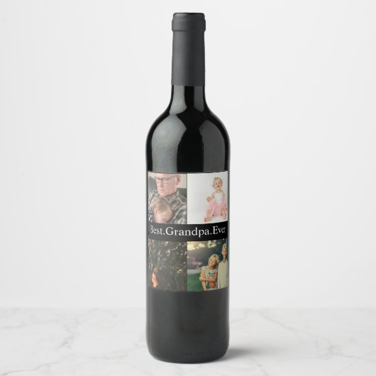 Aangepast 4 Foto collage Beste opa ooit Wijn Etiket (Voorkant)