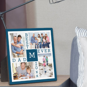 Aangepast 4 Foto collage Beste pap ooit blauw en w Fotoplaat