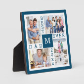 Aangepast 4 Foto collage Beste pap ooit blauw en w Fotoplaat (Voorkant)