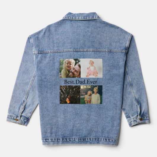 Aangepast 4 Foto collage Beste pap ooit Denim Jacket (Achterkant)