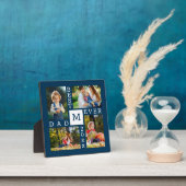 Aangepast 4 Foto collage Beste pap ooit donkerblau Fotoplaat (Insitu)