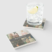 Aangepast 4 Foto collage Beste pap ooit Stenen Onderzetter (Zijkant)