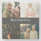 Aangepast 4 Foto collage Beste pap ooit Stenen Onderzetter (Voorkant)