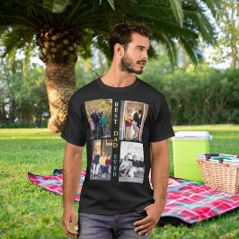 Aangepast 4 Foto collage Beste pap ooit Vaderdag T-shirt