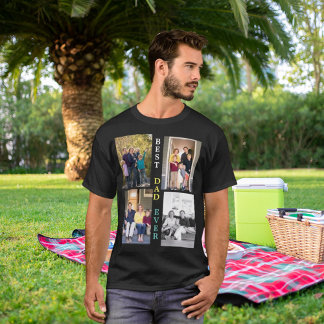 Aangepast 4 Foto collage Beste pap ooit Vaderdag T-shirt