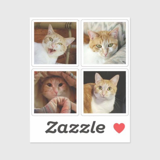 Aangepast 4 Foto Collage Eenvoudig vierkant Tiny V Sticker (Vel)