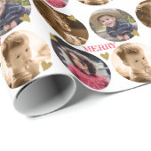 Aangepast 4 Foto Collage Gold Heart Merry kerst Cadeaupapier (Rol Hoek)