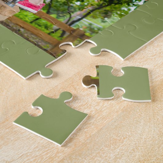 Aangepast 4 Foto Collage Green Best Stepdad Ever Legpuzzel (Zijkant)