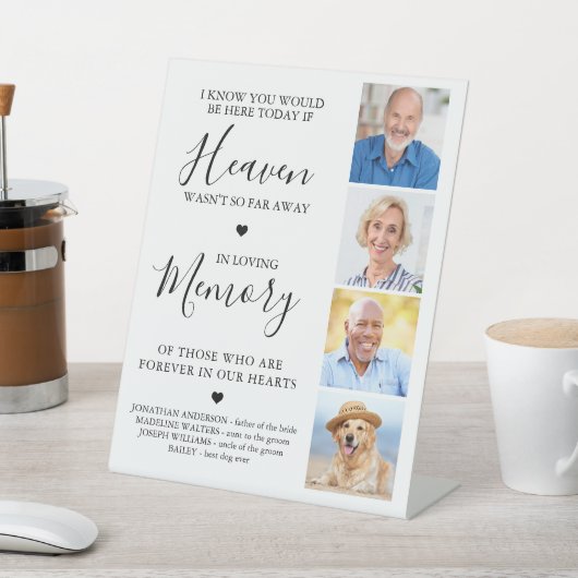 Aangepast 4 Foto collage Heaven Wedding Memorial Reclamebord Met Voetstuk (Insitu)