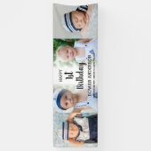 Aangepast 4 Foto Collage Kinder Partij 1e verjaard Spandoek (Verticaal)