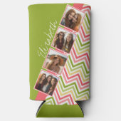 Aangepast 4 Foto collage Limoen en koraalschenken Seltzer Blikjeskoeler (Voorkant)