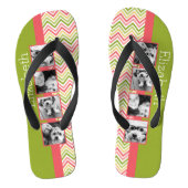 Aangepast 4 Foto collage Limoen en koraalschenken Teenslippers (Voetbed)