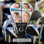 Aangepast 4 Foto-collage Monogrammed Golf Head-Hoe Golfheadcover<br><div class="desc">Creëer Een aangepaste gepersonaliseerde fotocollage golf driver head cover met 4 afbeeldingen, uw aangepaste tekst en het monogram van de golfer in optionele verschillende kleurencombinaties. WIJZIGINGEN: Wijzig de achtergrondkleur en tekst lettertype stijl, kleur, grootte en plaatsing in EDIT. ASSISTENTIE: Voor hulp bij het aanpassen of personaliseren van het ontwerp, het...</div>