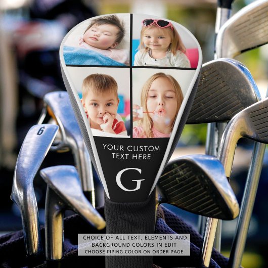 Aangepast 4 Foto-collage Monogrammed Golf Head-Hoe Golfheadcover