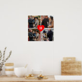 Aangepast 4 foto-collage rood hart monogrammen poster (Keuken)