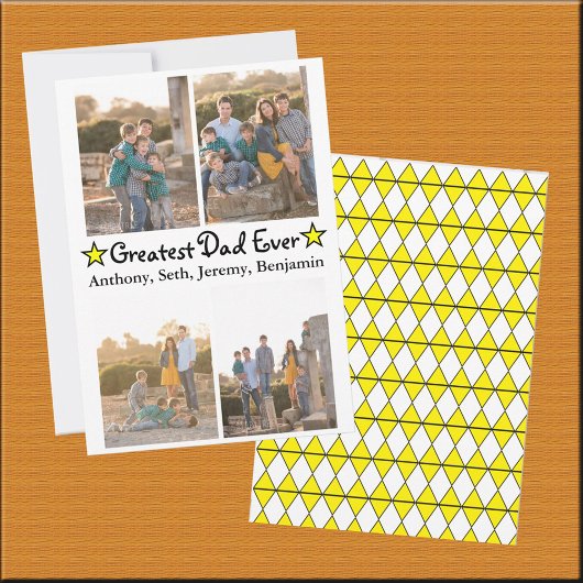 Aangepast 4 Foto Greatest Dad Ever Vaderdag Kaart