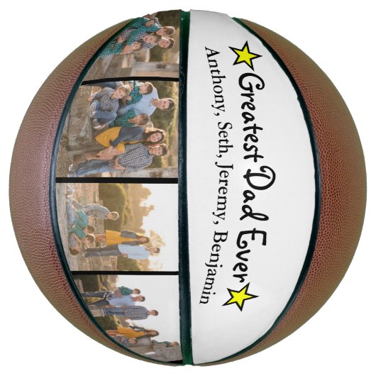 Aangepast 4 Foto groot pap ooit Vaderdag Basketbal (Verticaal)