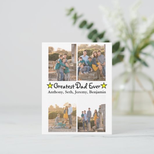 Aangepast 4 Foto groot pap ooit Vaderdag Briefkaart (Staand voorkant)