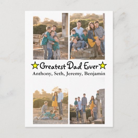 Aangepast 4 Foto groot pap ooit Vaderdag Briefkaart (Voorkant)