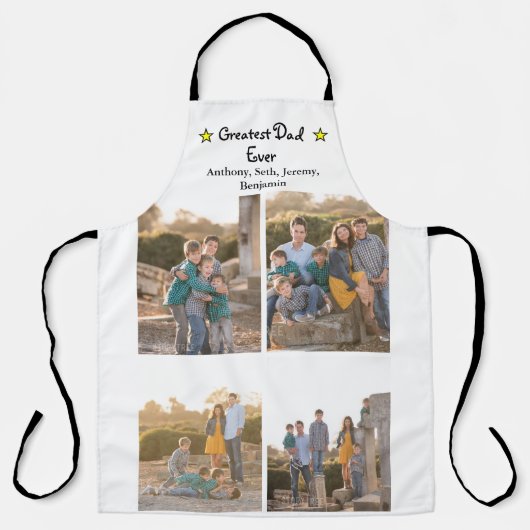 Aangepast 4 Foto groot pap ooit Vaderdag lang Schort (Voorkant)