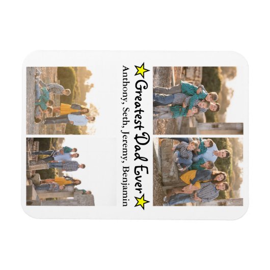 Aangepast 4 Foto groot pap ooit Vaderdag Magneet (Horizontaal)