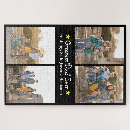 Aangepast 4 Foto grootst pap ooit Vaderdag LG Legpuzzel (Horizontaal)