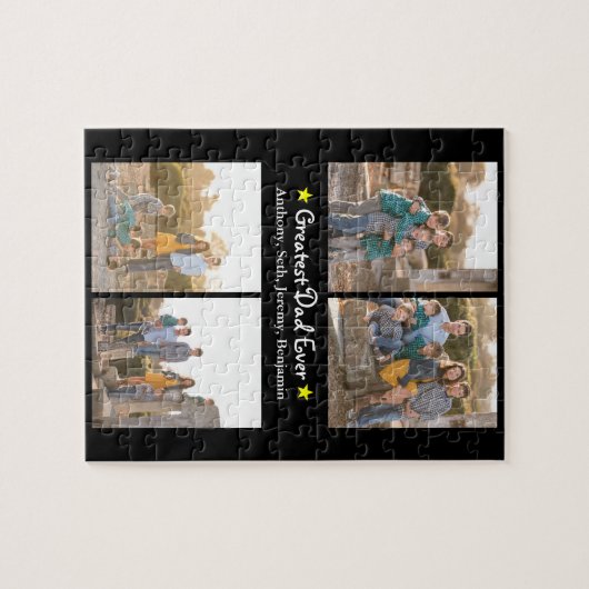 Aangepast 4 Foto grootst pap ooit Vaderdag SM Legpuzzel (Horizontaal)